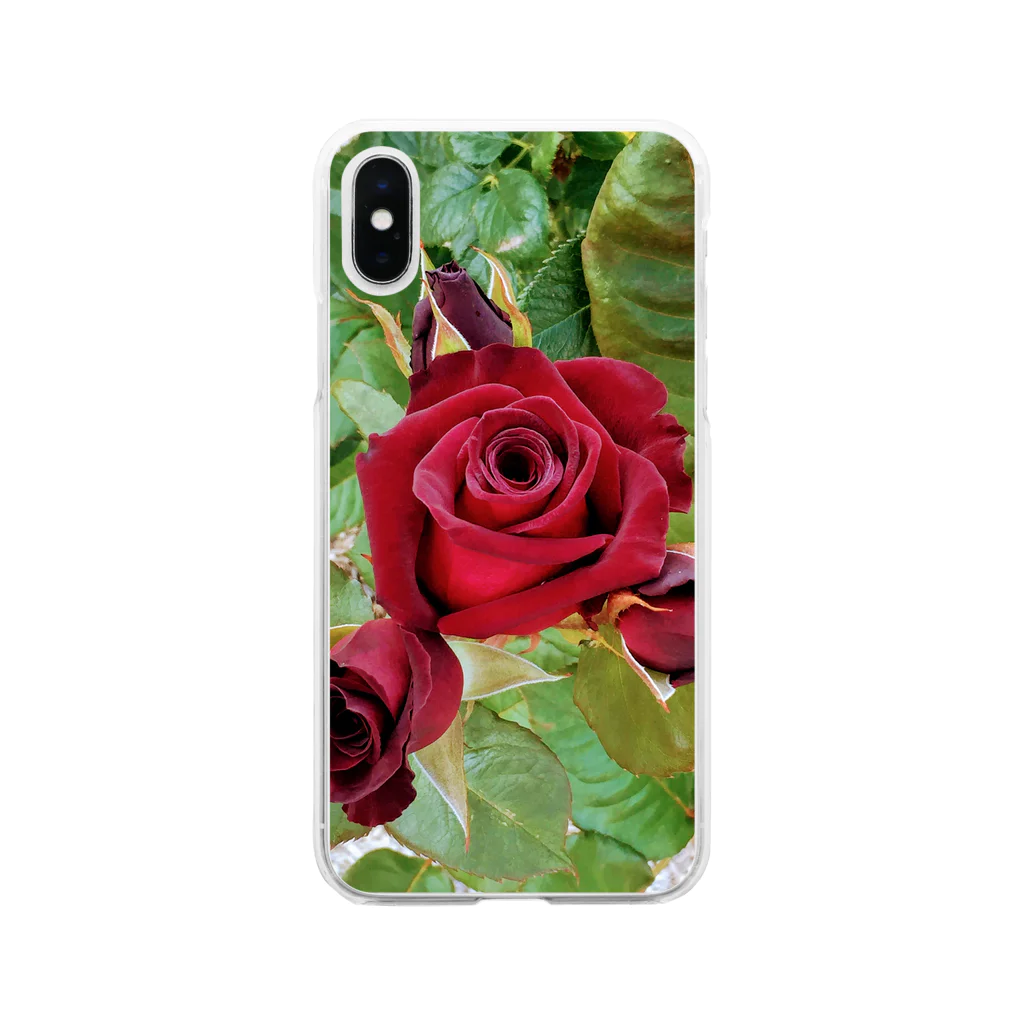 猫のhananyanの薔薇が咲いた～薔薇が咲いた～真っ赤な薔薇が～♩ Soft Clear Smartphone Case