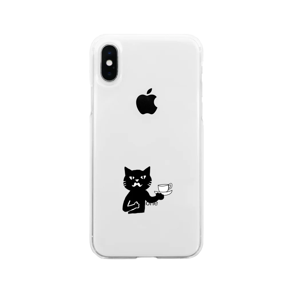 Blanc.P(ぶらんぴー)の店の喫茶・髭猫ロゴマーク① Soft Clear Smartphone Case