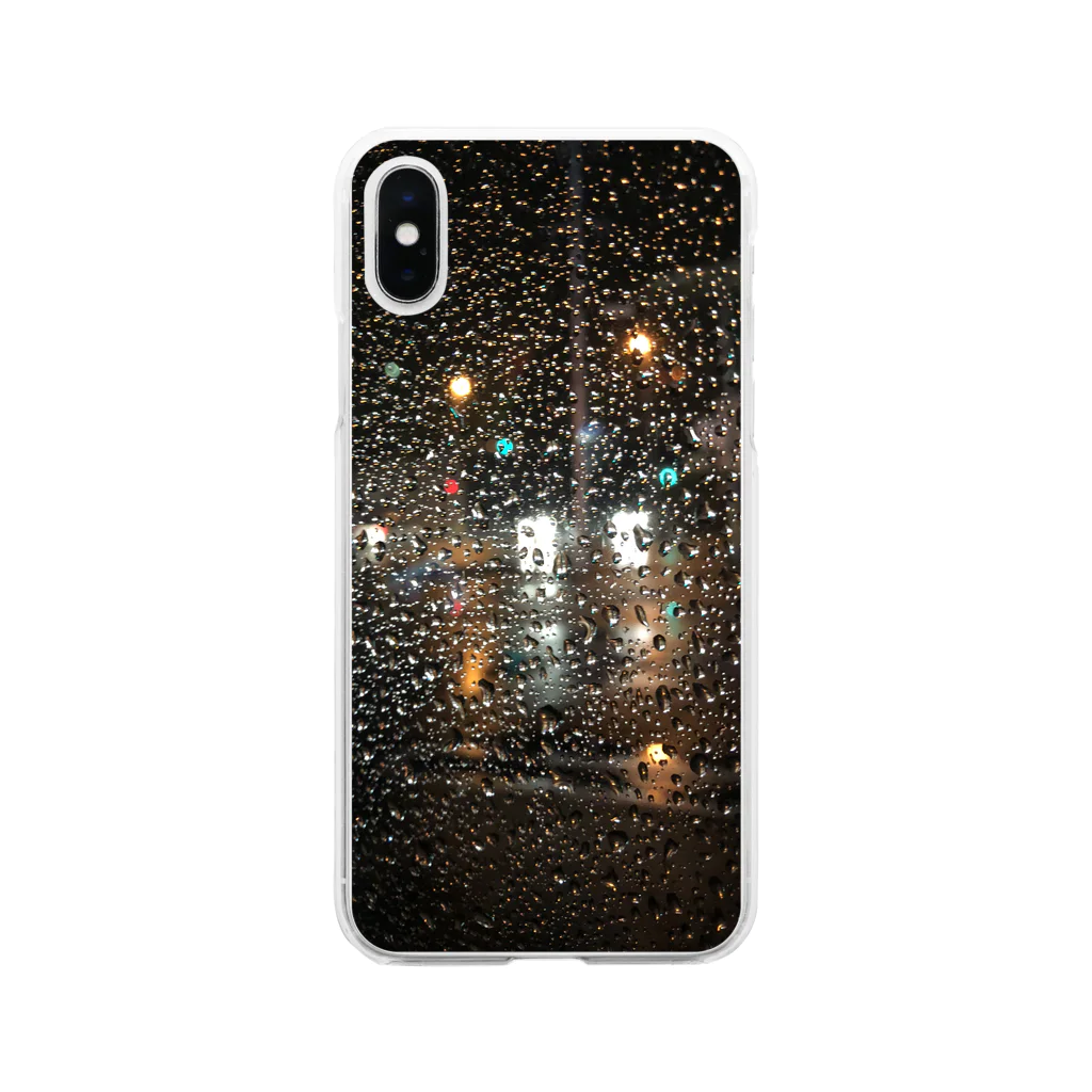 ぐうはうすの雨と夜の道路 Soft Clear Smartphone Case