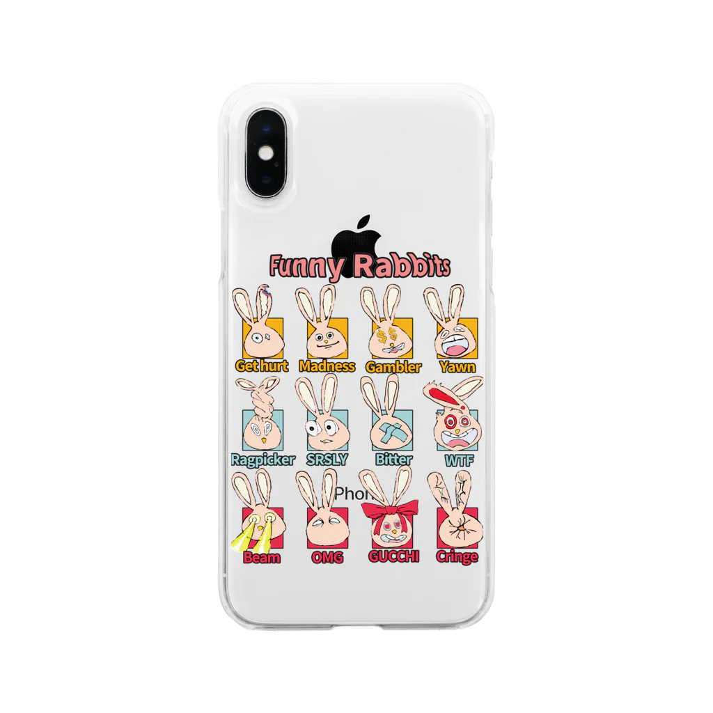 HIRAのご機嫌なうさぎ🐰　12匹ver Soft Clear Smartphone Case