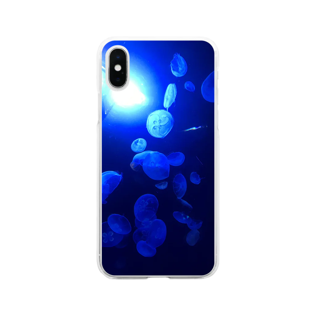 rinaOoの幻想的 クラゲ 青 Soft Clear Smartphone Case