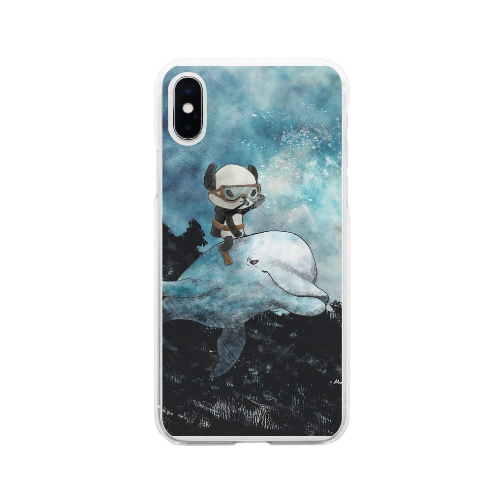 Masashi Kaminkoの【パンダ】イルカとポンちゃん Soft Clear Smartphone Case