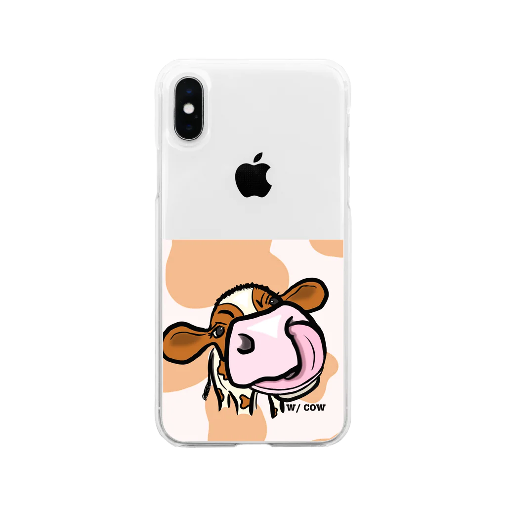 W/ COWの鼻ぺろ⭐︎ホルレッドちゃん Soft Clear Smartphone Case