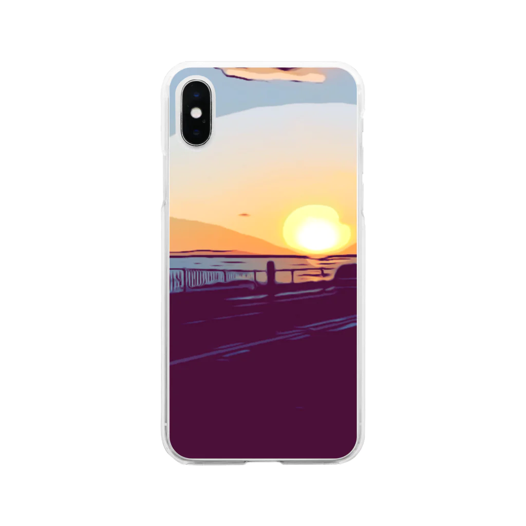 わらしゃんどのSUNSET Soft Clear Smartphone Case