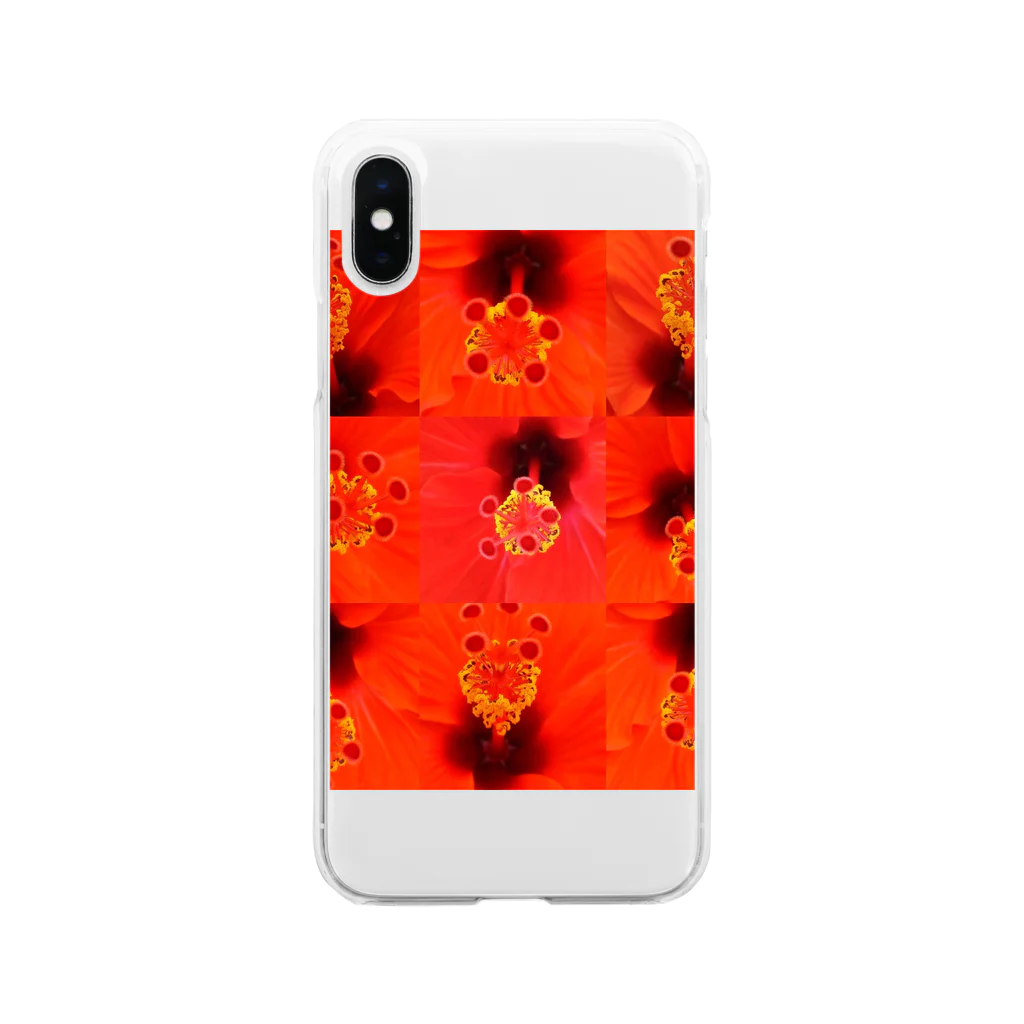 紅クラゲのハイビスカス Soft Clear Smartphone Case