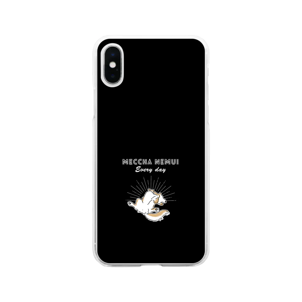 屋台 urukaのMECCHA NEMUI いぬ Soft Clear Smartphone Case