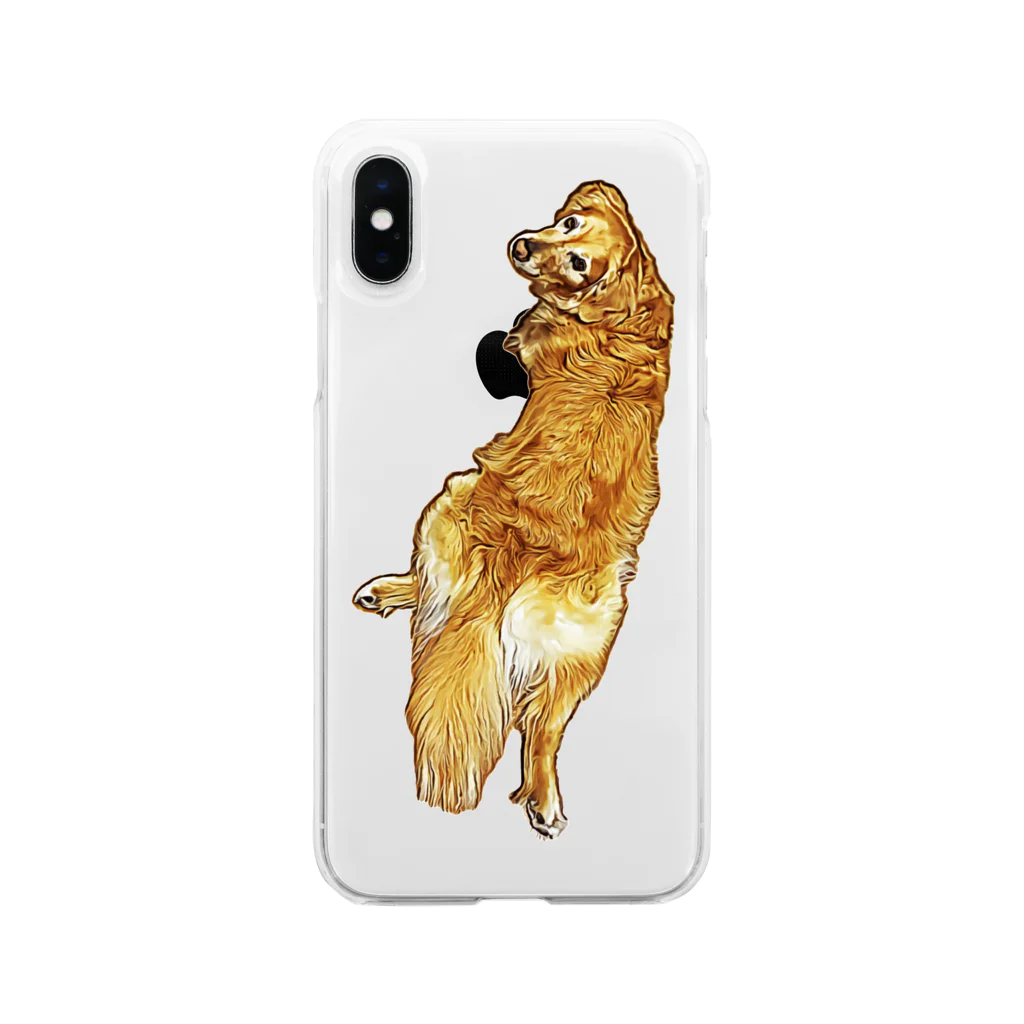 flatcoatedretrieverのgolden retriever Soft Clear Smartphone Case