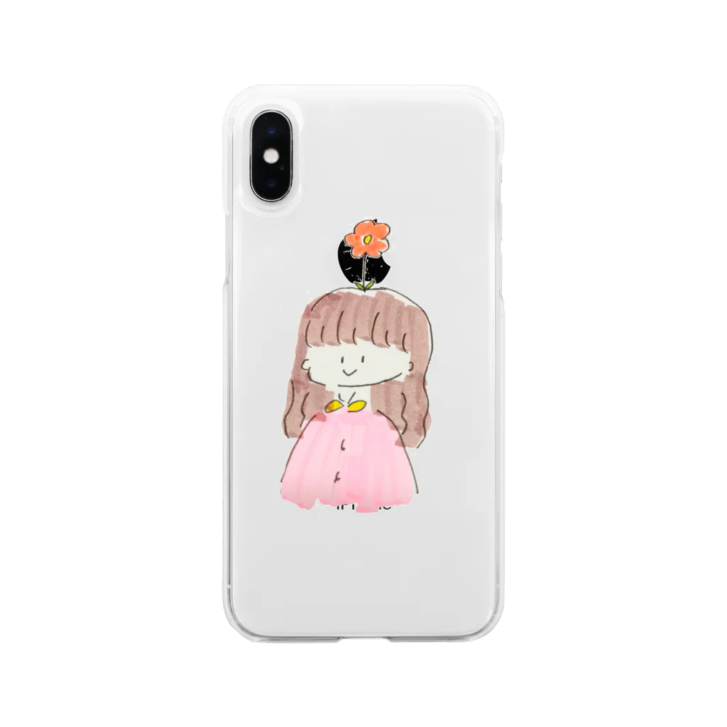 頭の上にお花。のはなこ Soft Clear Smartphone Case