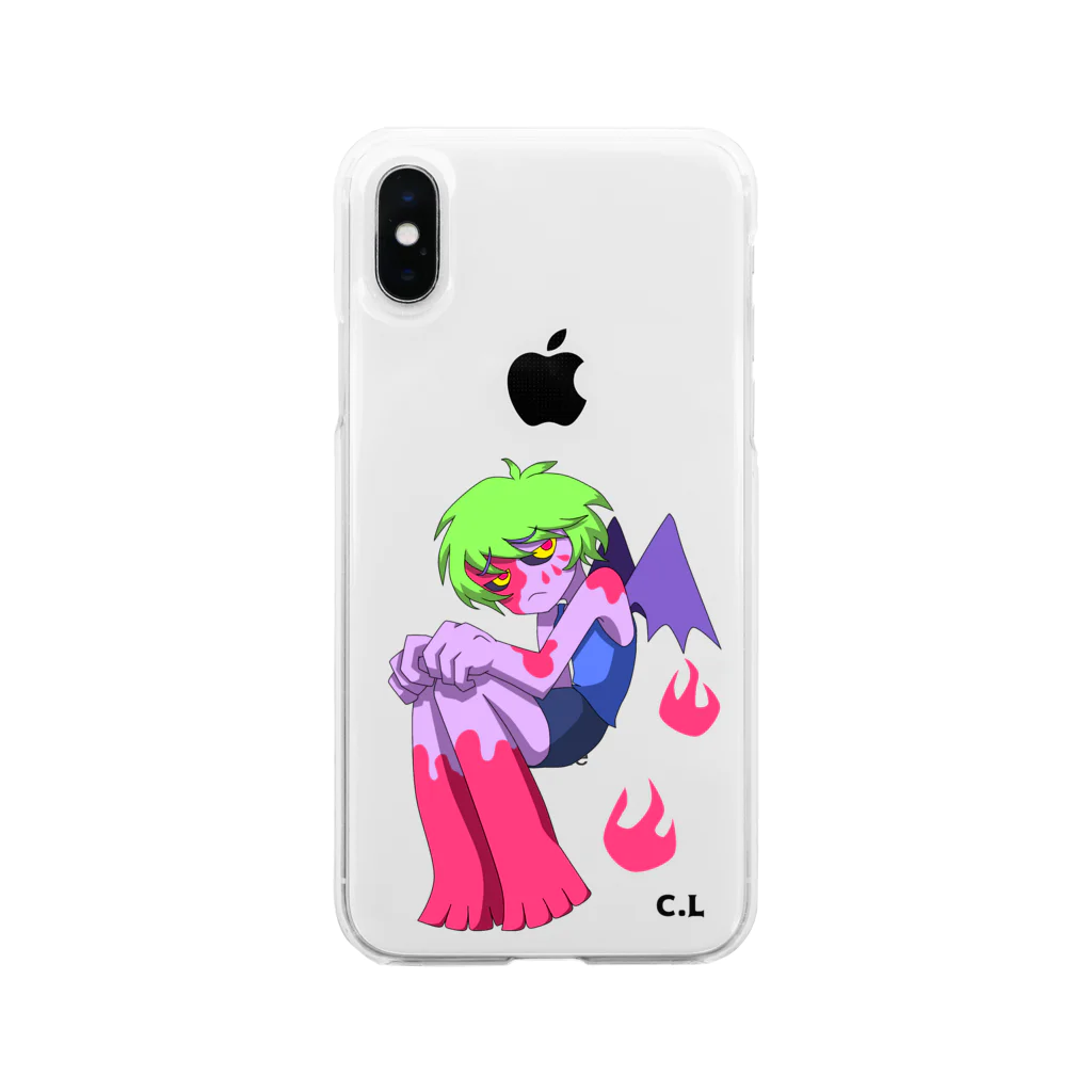 chiplizardのBloody Devil Girl Soft Clear Smartphone Case