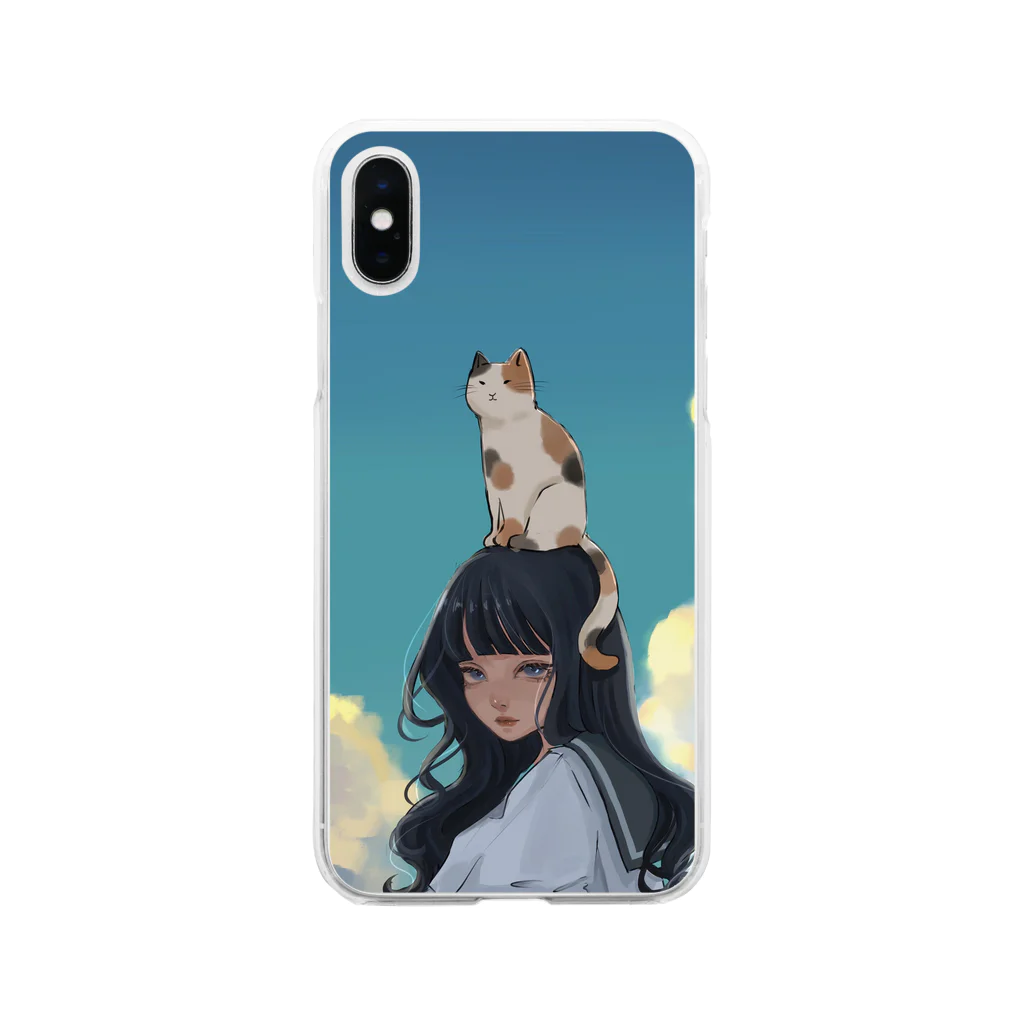 猫背の猫が1番 Soft Clear Smartphone Case