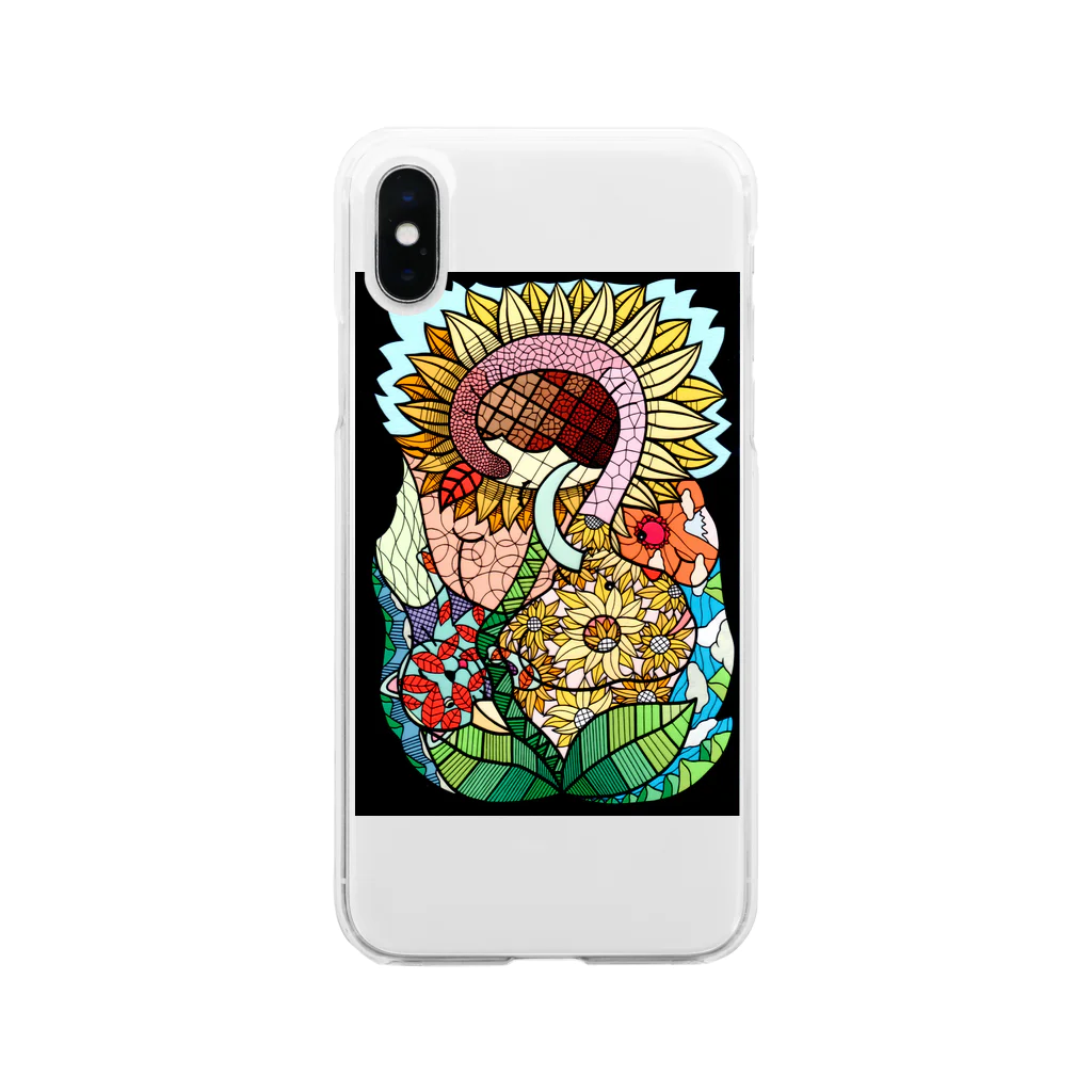 FANTASY PAPERARTのひまわり Soft Clear Smartphone Case