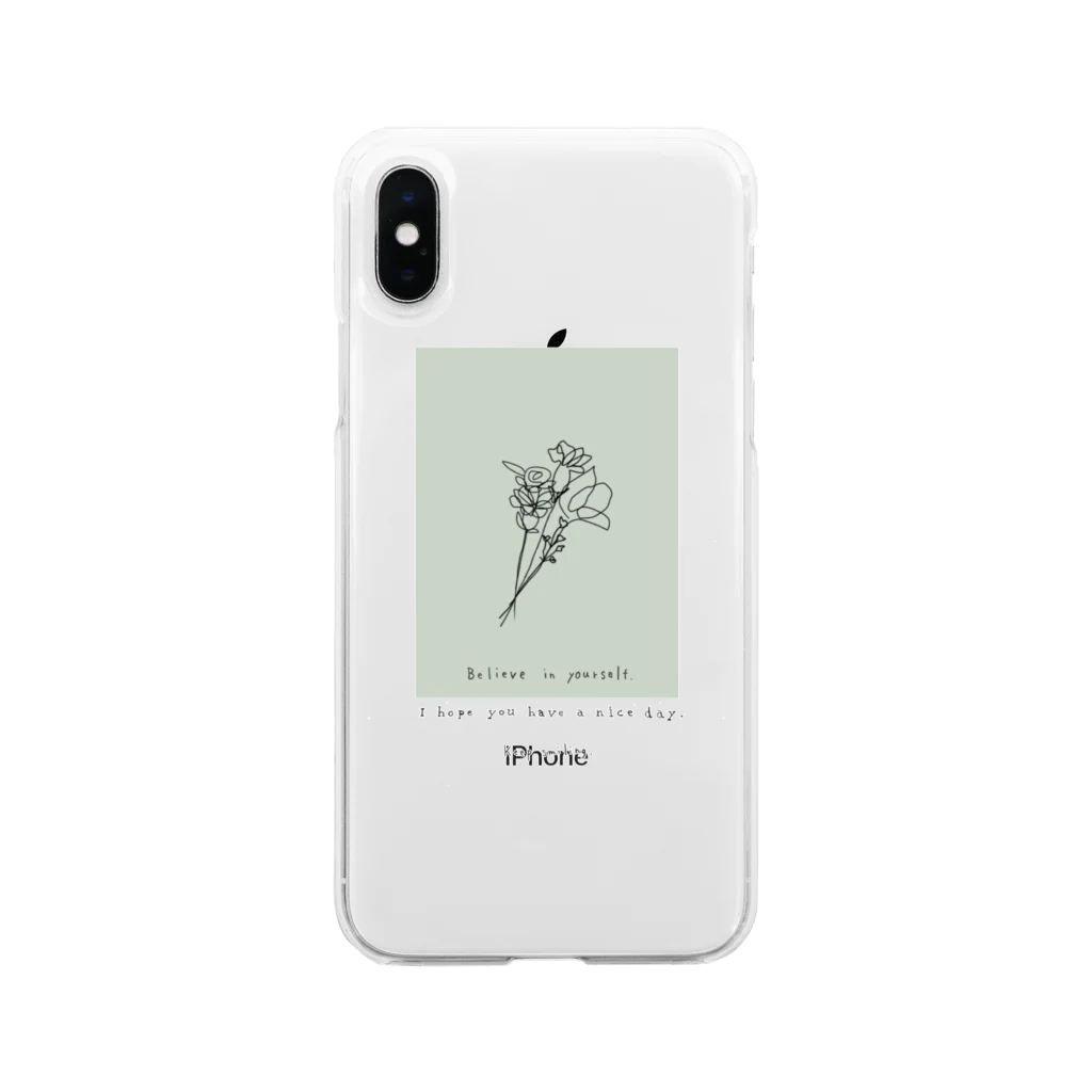 rilybiiのbouquet green Soft Clear Smartphone Case