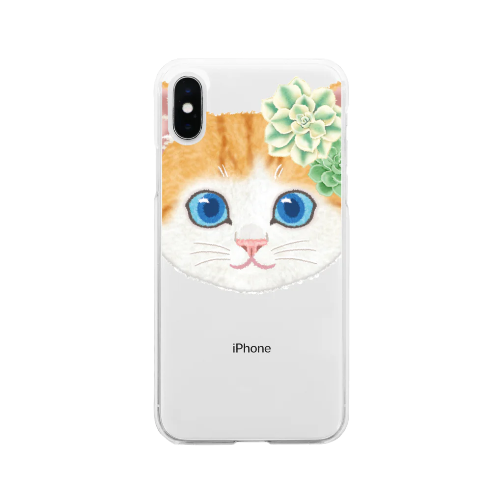 いっぷく堂のねこちゃん（多肉植物） Soft Clear Smartphone Case