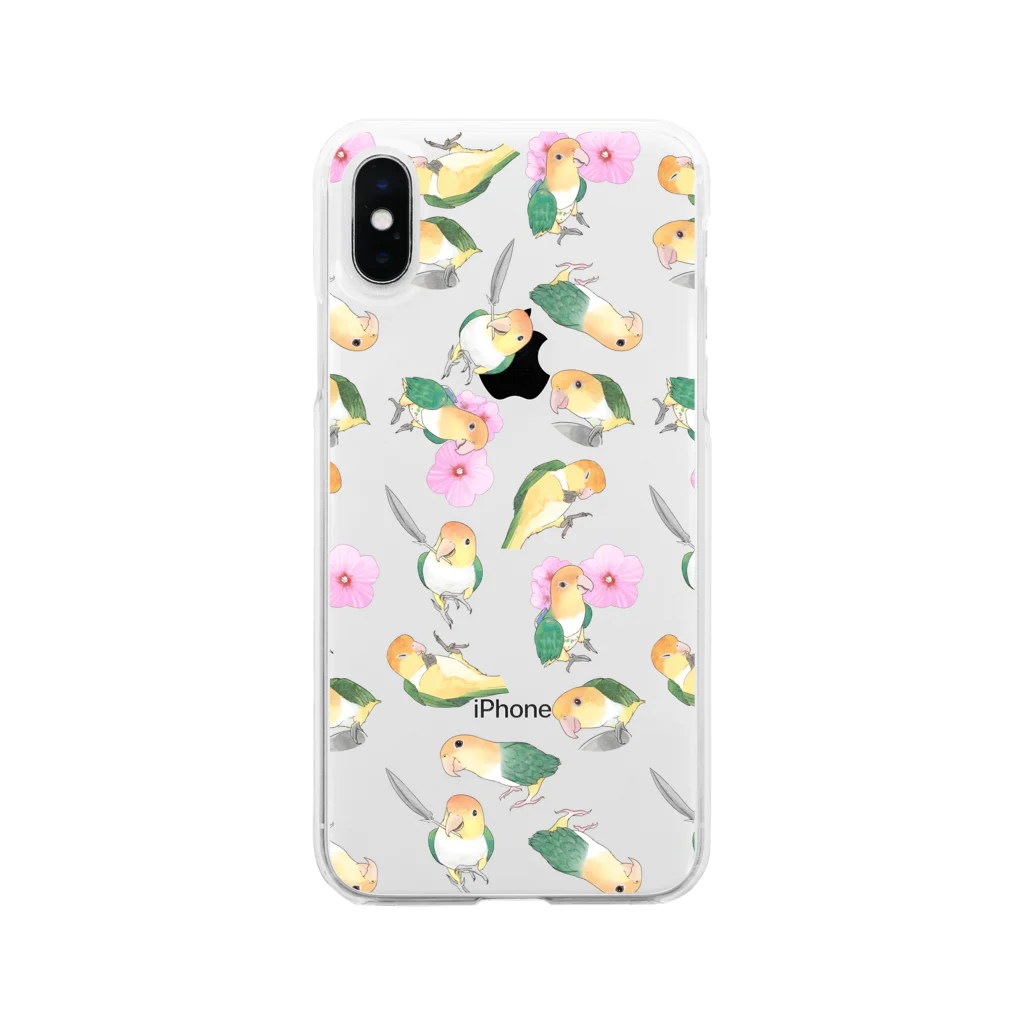 まめるりはことりのたっぷりシロハラインコちゃん【まめるりはことり】 Soft Clear Smartphone Case