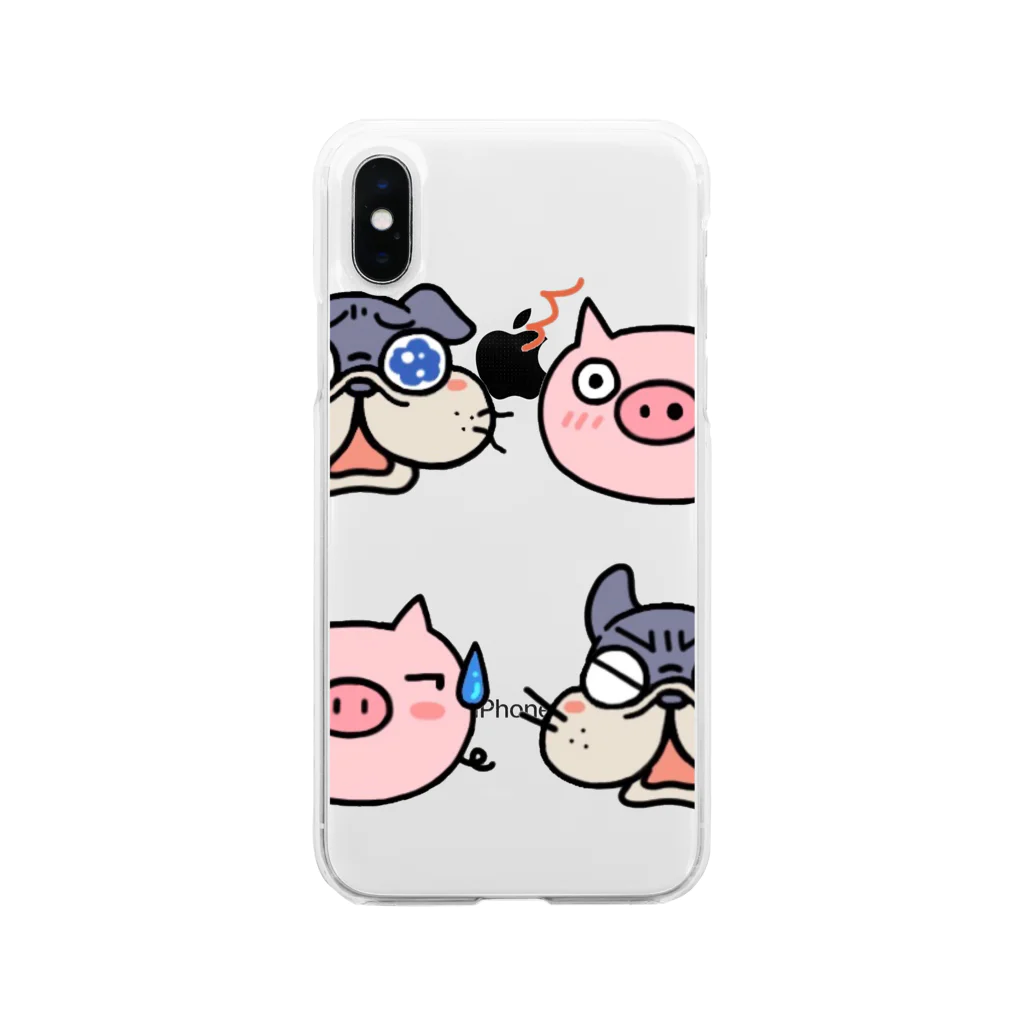 あきたみクリエイトのBoo&Poo sad face Soft Clear Smartphone Case