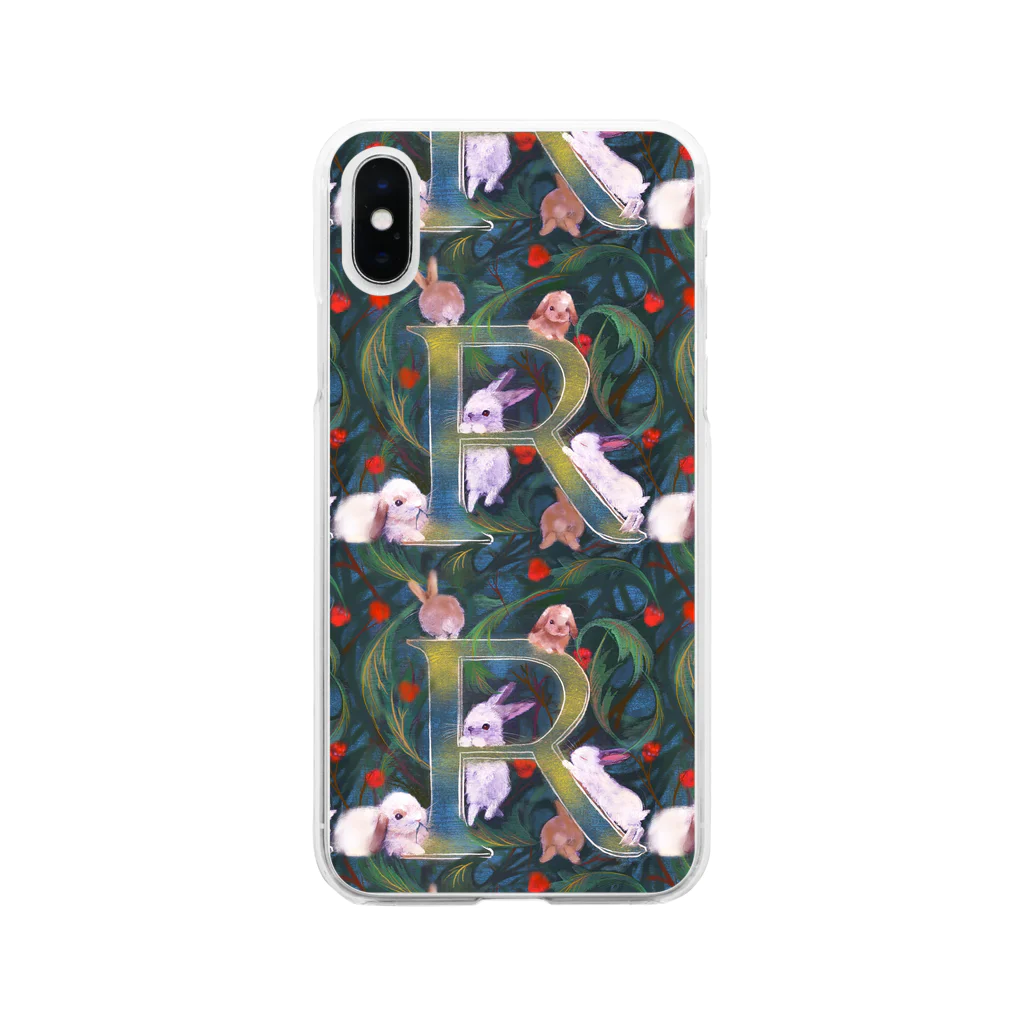 NORIMA'S SHOP のRabbitのRで遊ぶ森のうさぎ Soft Clear Smartphone Case