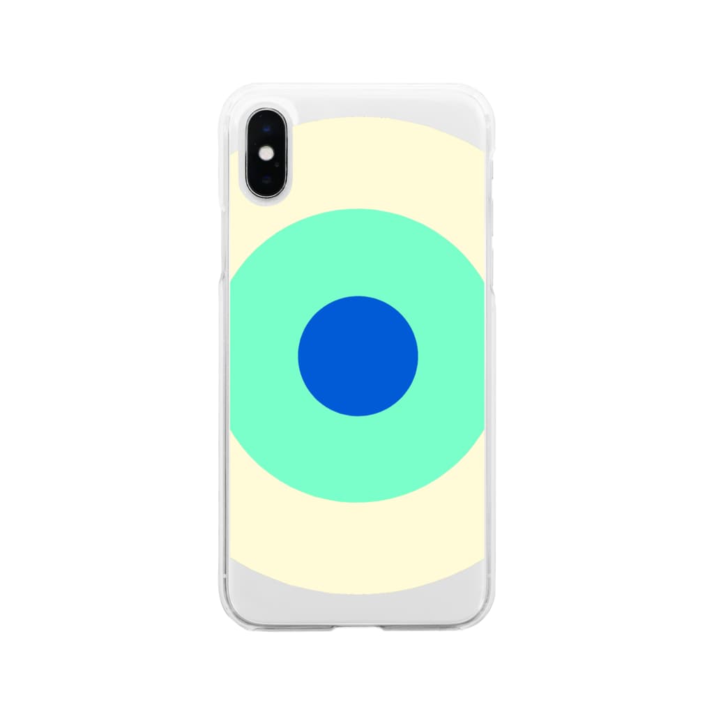 CORONET70のサークルa・クリーム・ペパーミント・青 Soft Clear Smartphone Case