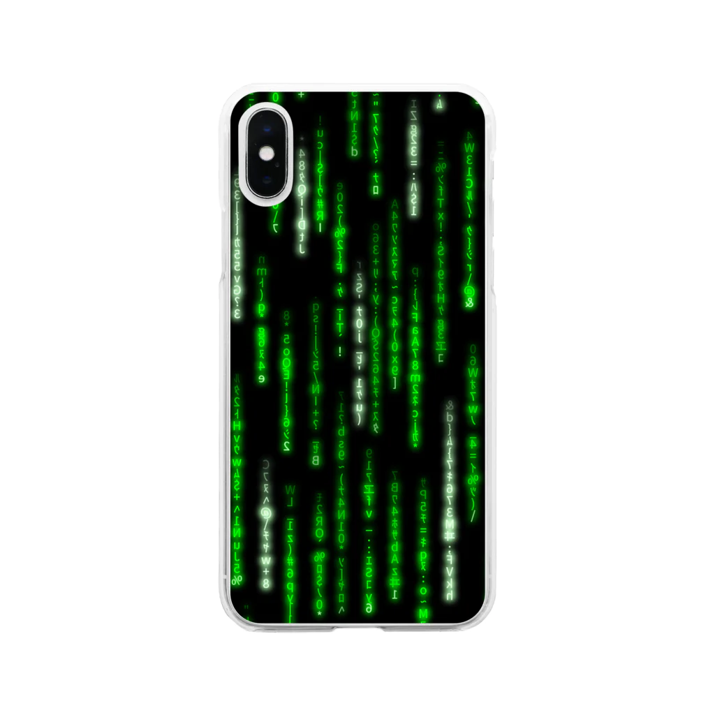 DograveのDigital Rain phone case Green ver.1.1.0 Soft Clear Smartphone Case