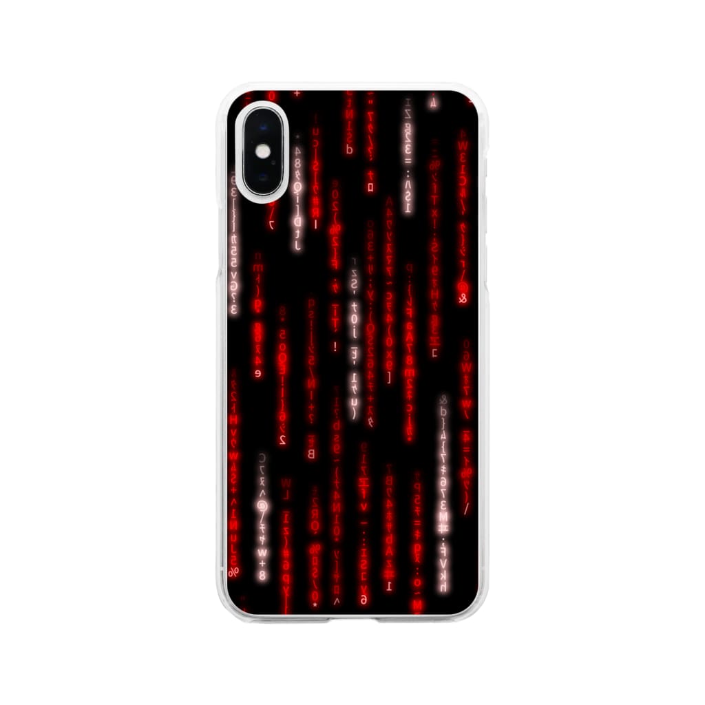 DograveのDigital Rain phone case Red ver.1.1.0 Soft Clear Smartphone Case