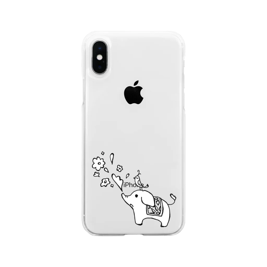 かんかん♪まーと＊。のゾウさんとお花 Soft Clear Smartphone Case