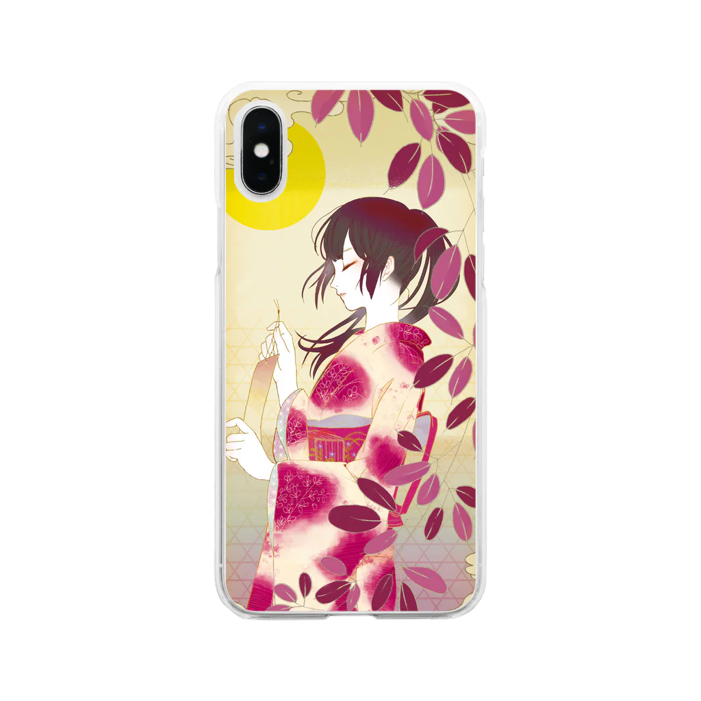 古美術しみじみ堂の花札 -萩- Soft Clear Smartphone Case