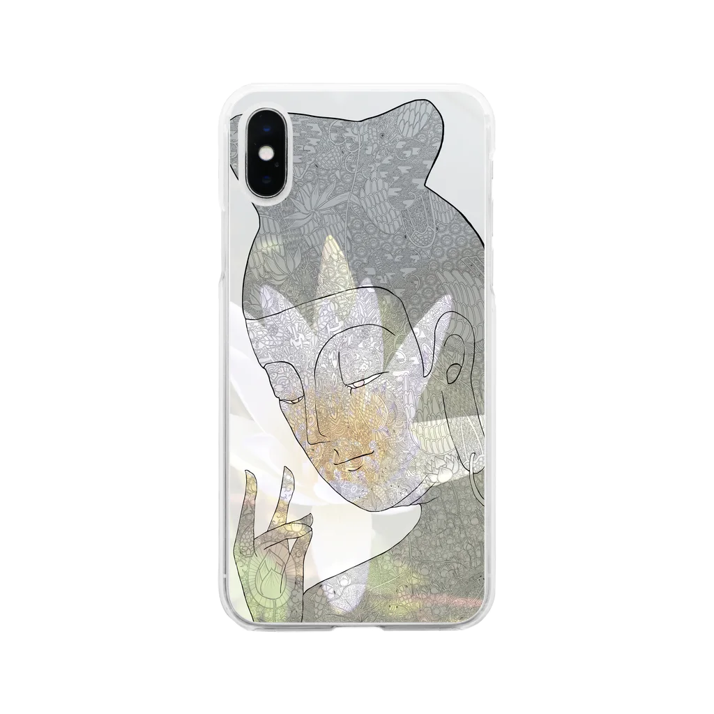 フジリンゴ族のお店の弥勒菩薩と蓮の花 Soft Clear Smartphone Case