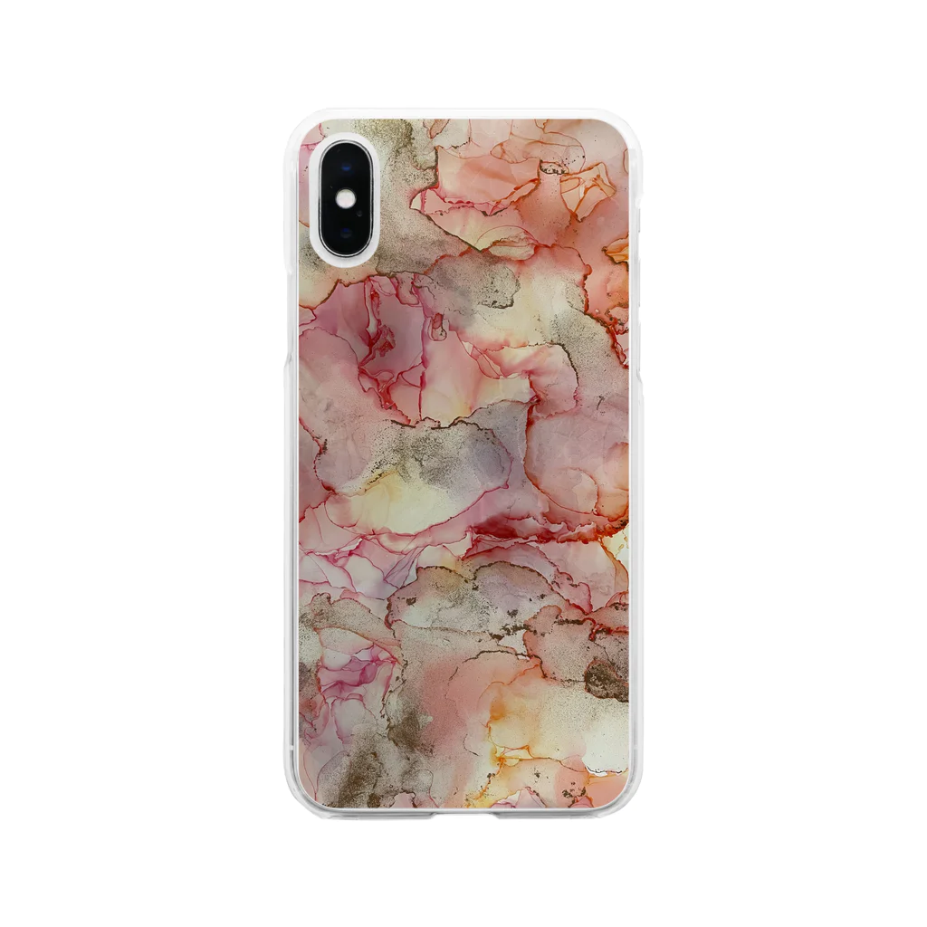 yaya-alcoholinkartのピンク系♡アルコールインクアート Soft Clear Smartphone Case