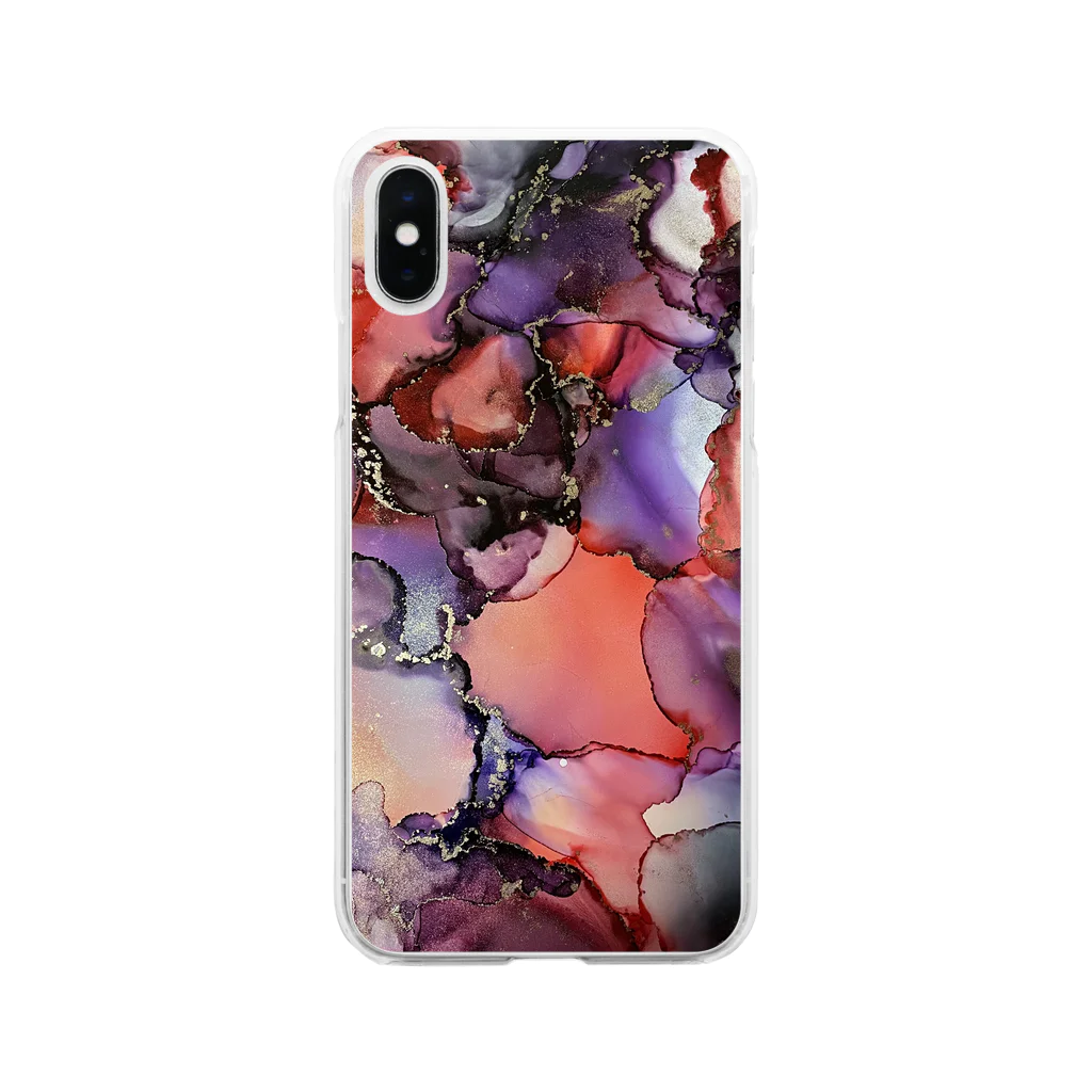 yaya-alcoholinkartの紫系♡アルコールインクアート Soft Clear Smartphone Case