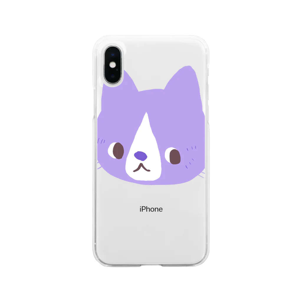 保護猫もいねこのどデカくれよん猫 3 Soft Clear Smartphone Case