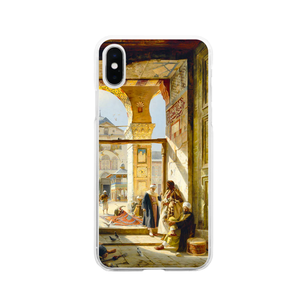 世界の絵画アートグッズのグスタフ・バウエルンファイント《ダマスカスのモスクの入り口》1890年 Soft Clear Smartphone Case