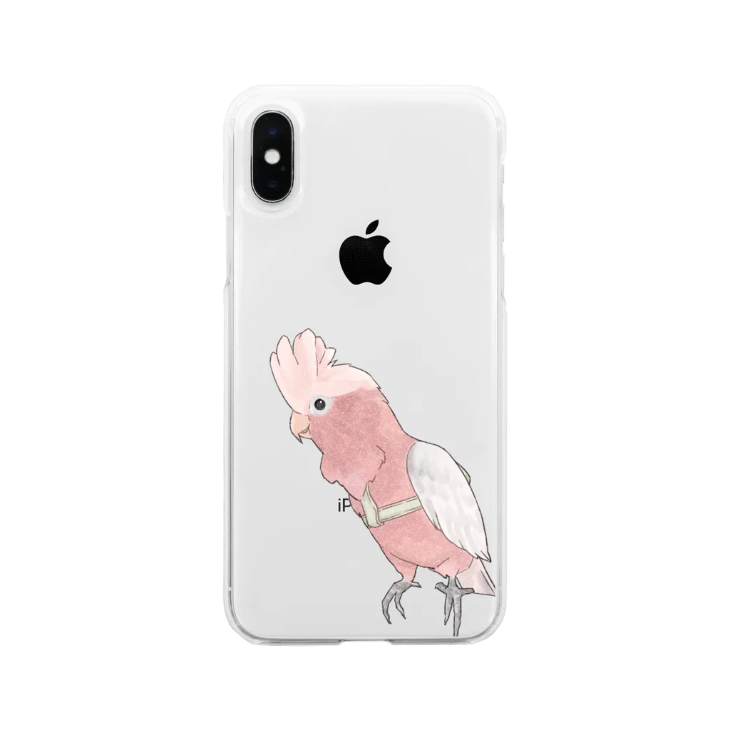 まめるりはことりのご機嫌モモイロインコちゃん【まめるりはことり】 Soft Clear Smartphone Case