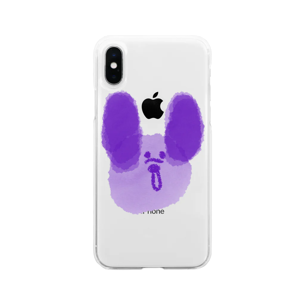 389のおみせの強風に吹かれる犬。 Soft Clear Smartphone Case