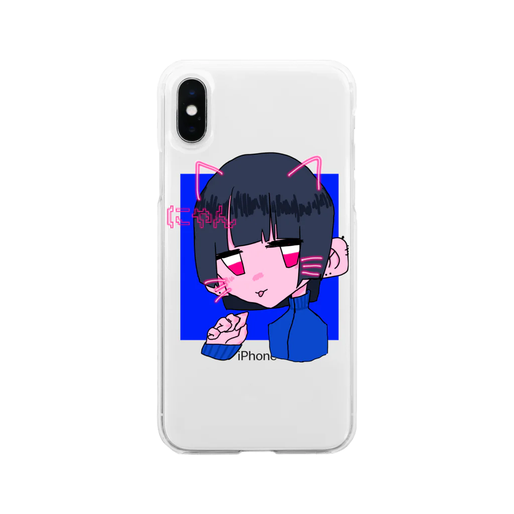 ♡？。のにゃん Soft Clear Smartphone Case