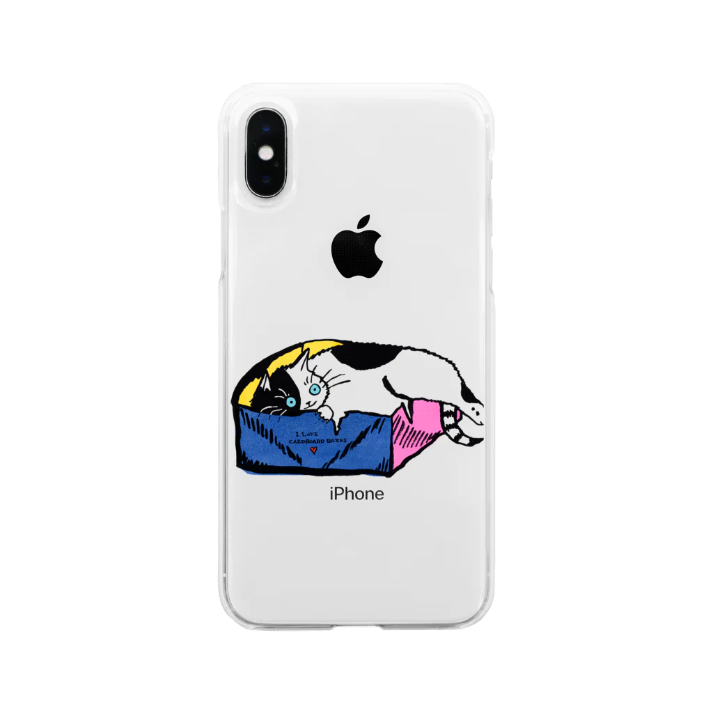 マイマイタケのねこはダンボール箱がすき Soft Clear Smartphone Case