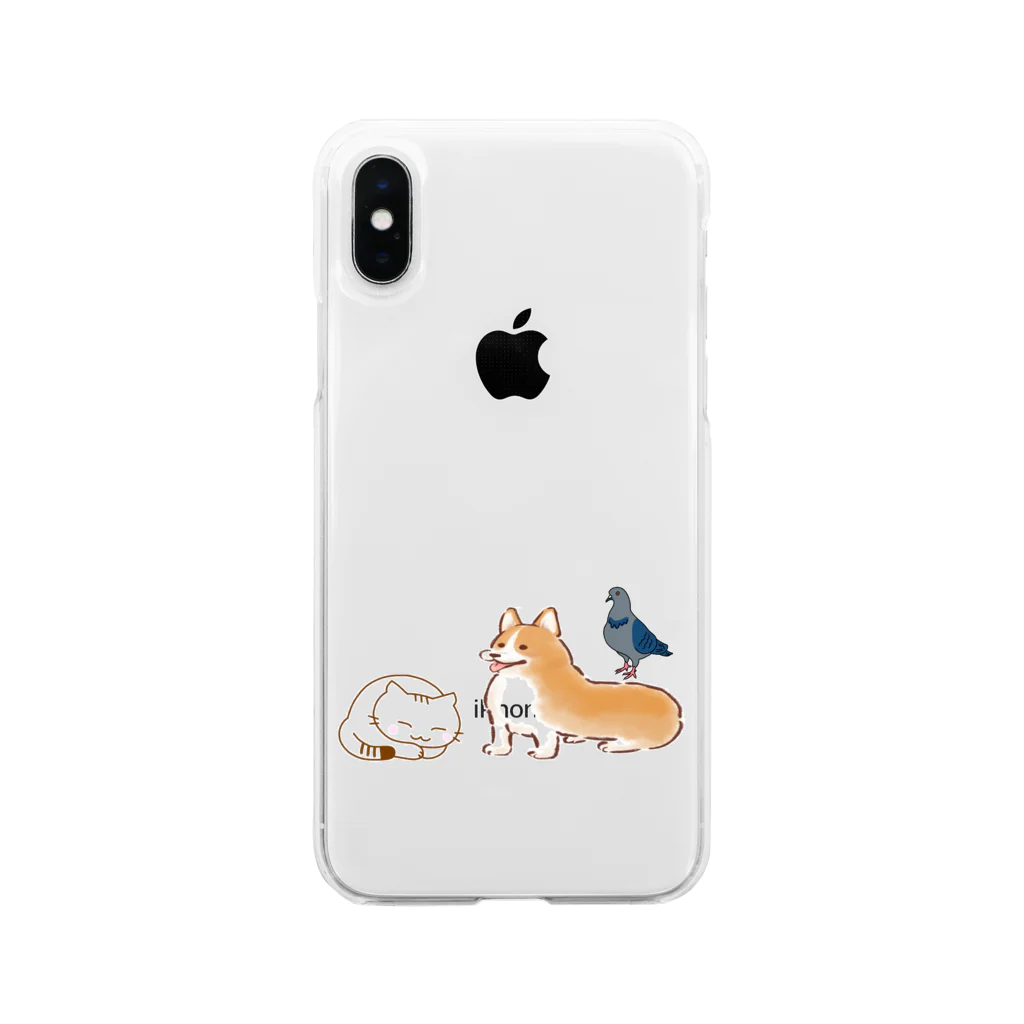 CHIKUSHOの幸せな動物のスマホケース Soft Clear Smartphone Case