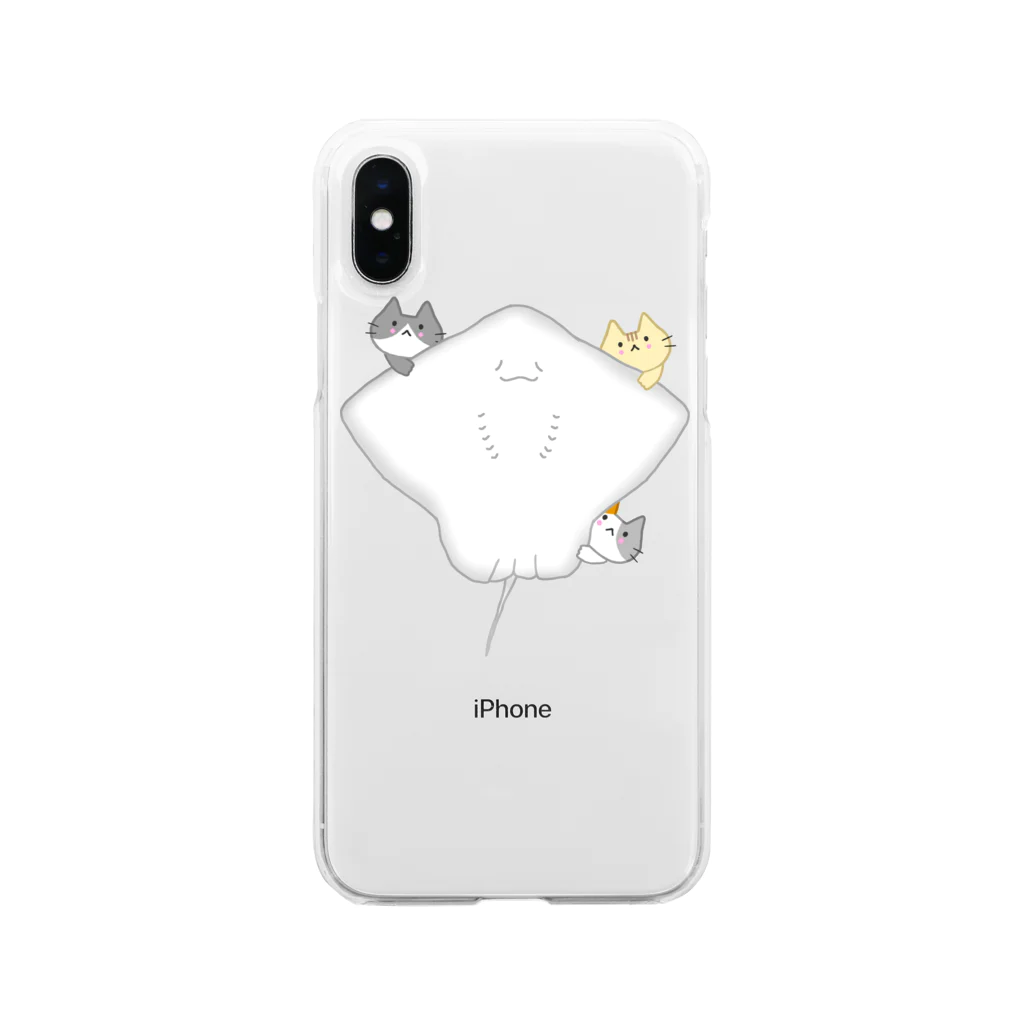 めいぷるのほほえみエイちゃんにゃ Soft Clear Smartphone Case