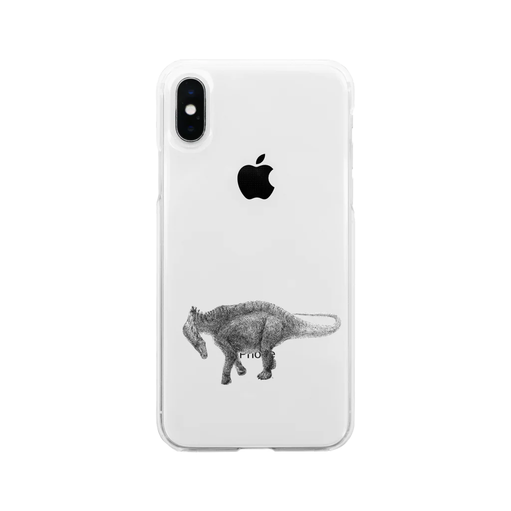 segasworksのAmargasaurus（白黒） Soft Clear Smartphone Case