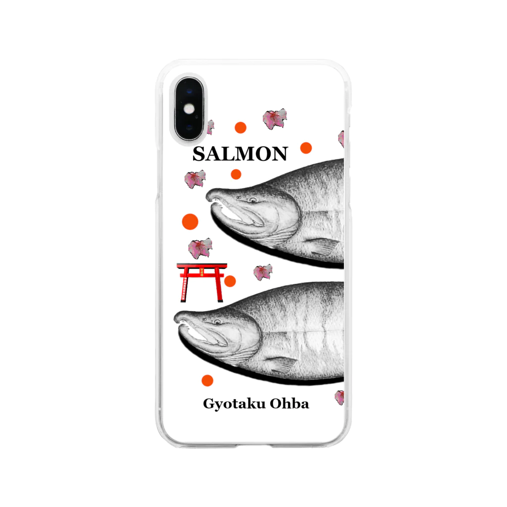 G-HERRINGの鮭！（SALMON；桜；卵；鳥居）あらゆる生命たちへ感謝をささげます。 Soft Clear Smartphone Case