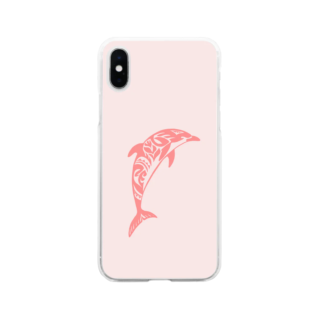 Noa Noa Art ＆ Designのイルカ｜Dolphin（ピンク） Soft Clear Smartphone Case