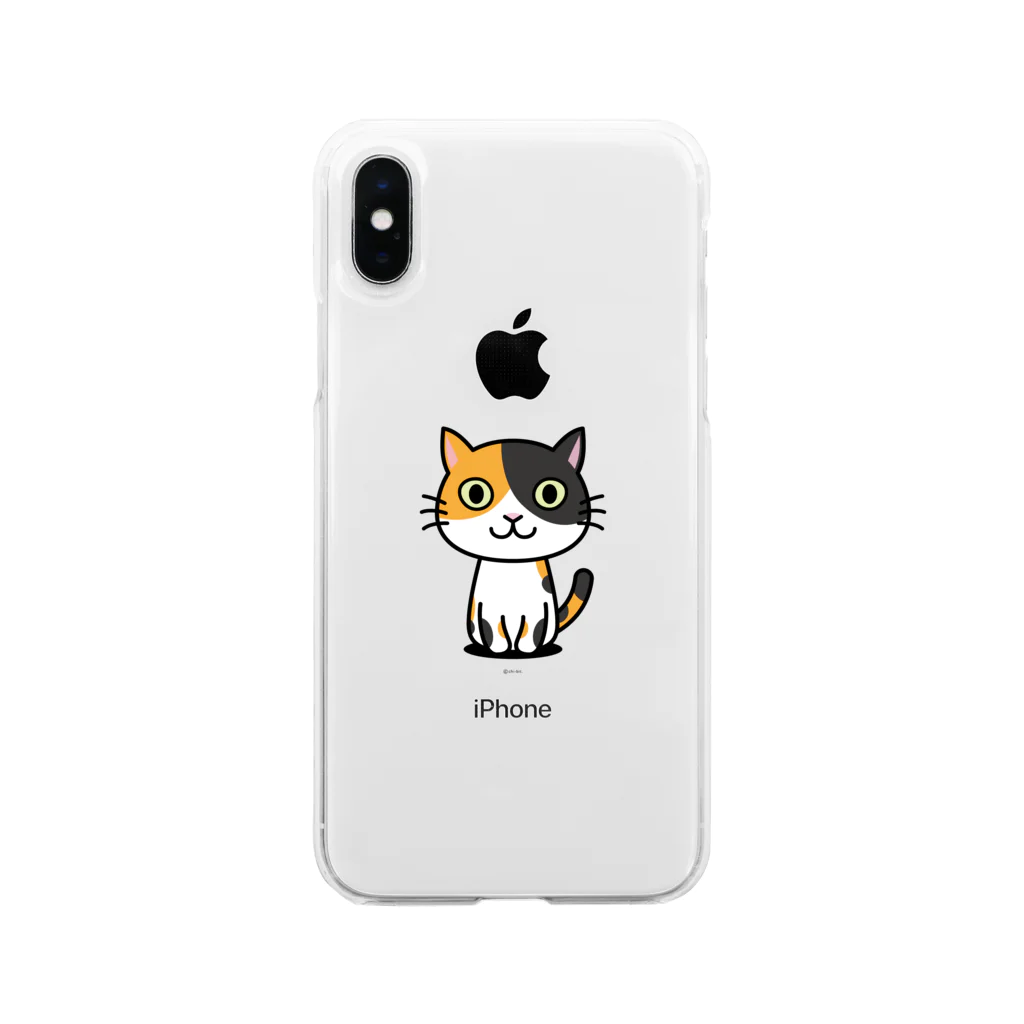 chi-bitのネコのイロとガラ・三毛猫 Soft Clear Smartphone Case