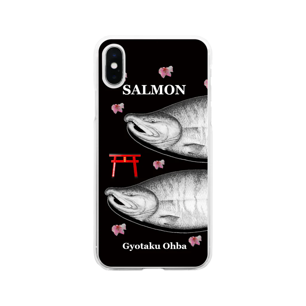 G-HERRINGの鮭！（SALMON；桜；鳥居）あらゆる生命たちへ感謝をささげます。 Soft Clear Smartphone Case