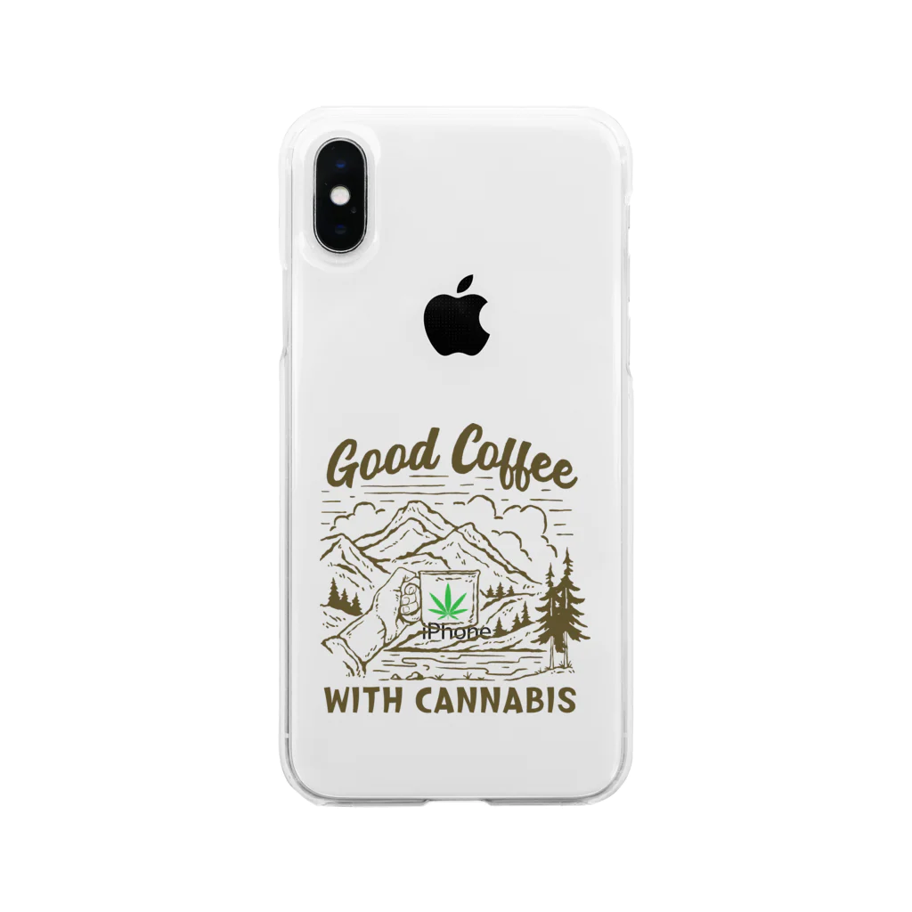 420 MUSIC FACTORYのCoffee＆Cannabis（コーヒーと大麻） Soft Clear Smartphone Case