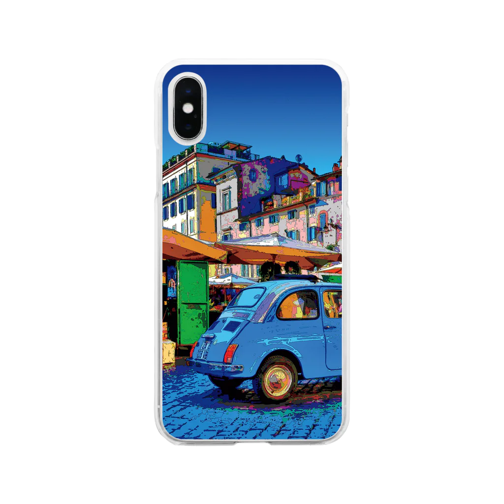 GALLERY misutawoのイタリア ローマの市場とFIAT500（チンクエチェント） Soft Clear Smartphone Case