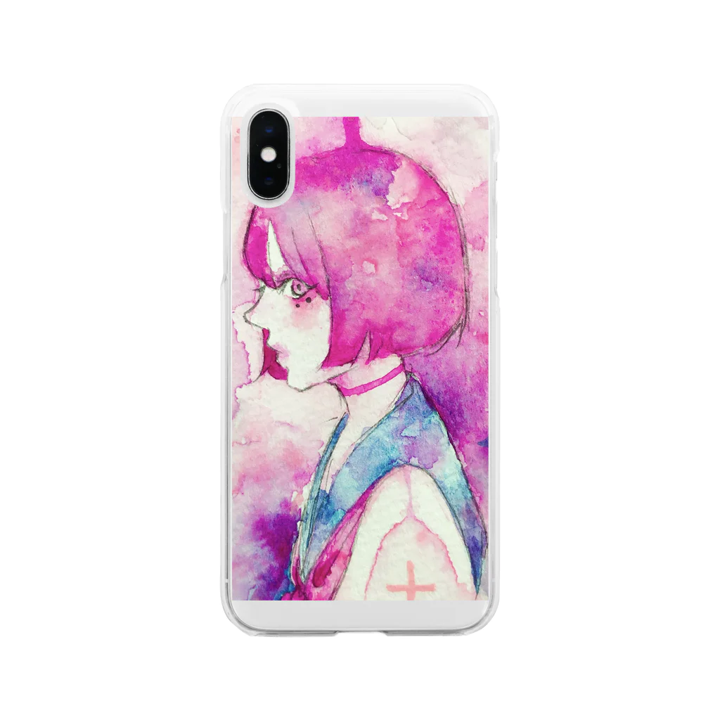 mooの水彩少女 Soft Clear Smartphone Case