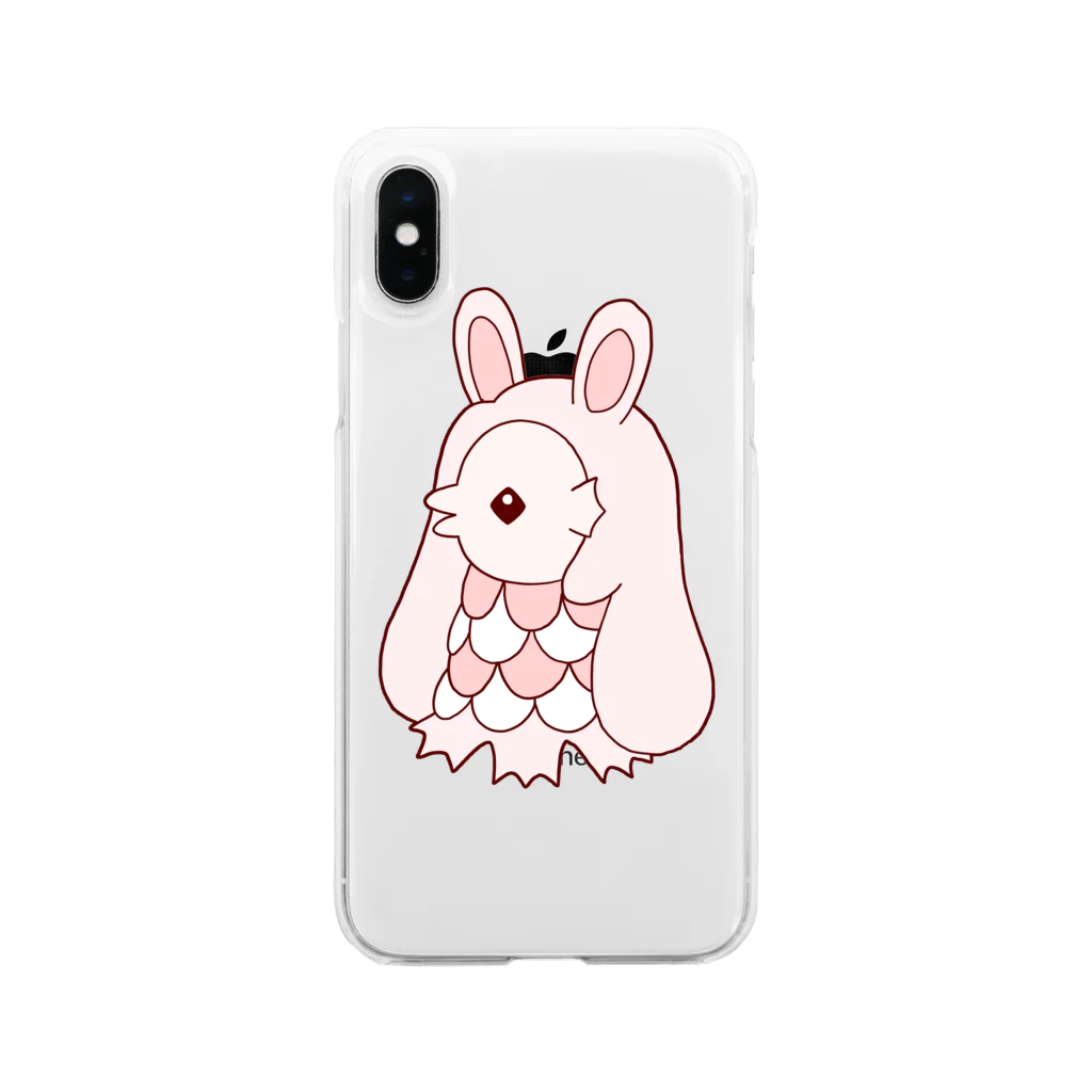 かわいいもののおみせ　いそぎんちゃくのうさ耳アマビエ Soft Clear Smartphone Case