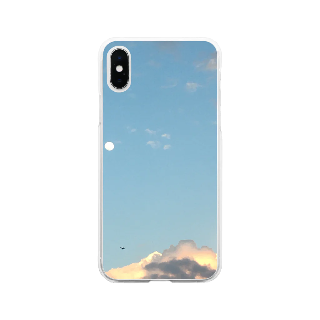 1000leavesstudioの満月 Soft Clear Smartphone Case