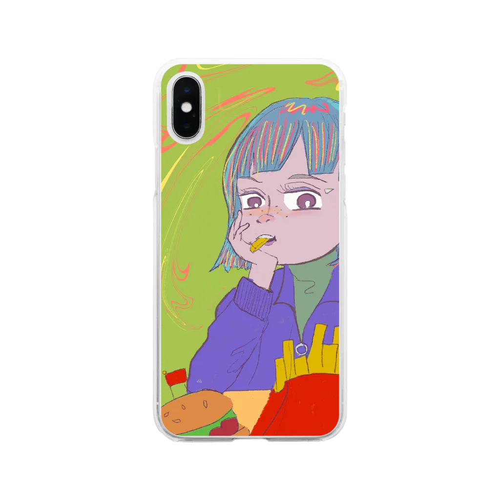 YubboooのHamburger:Girl Soft Clear Smartphone Case