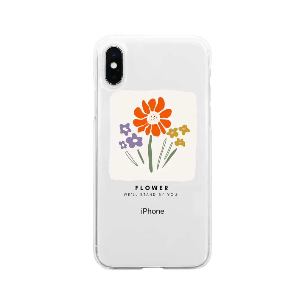 by.lettersの3つのお花 Soft Clear Smartphone Case