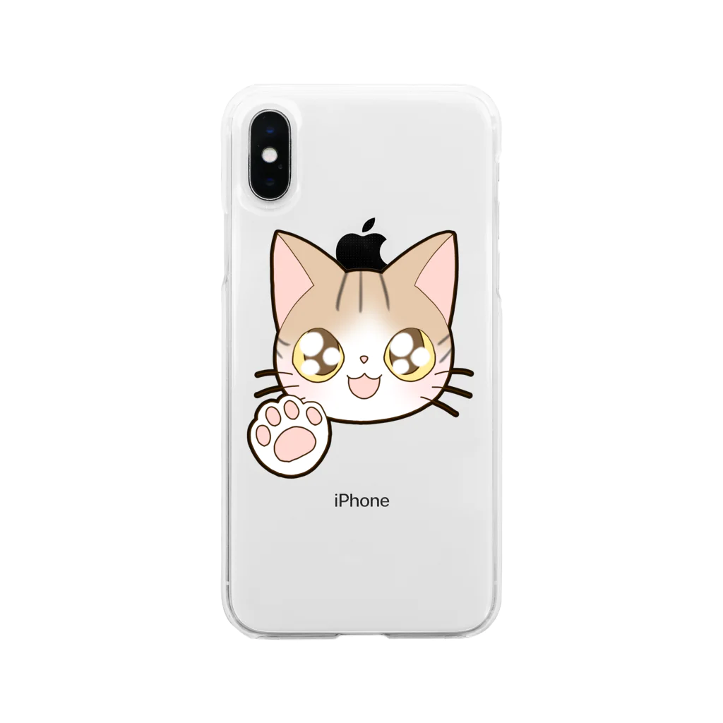 かわいいもののおみせ　いそぎんちゃくのお目目キラキラ茶白猫ちゃん Soft Clear Smartphone Case