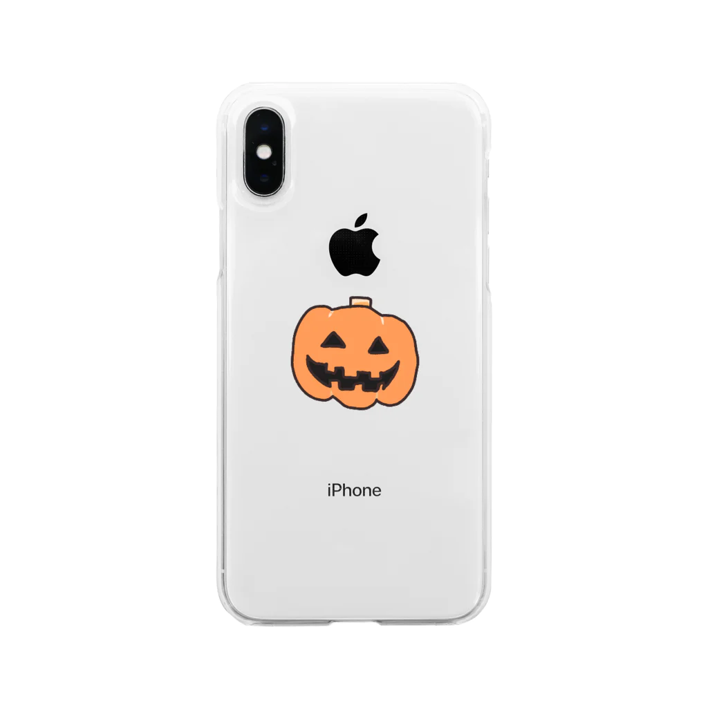 ゆずずショップのハロウィンお化けカボチャ Soft Clear Smartphone Case